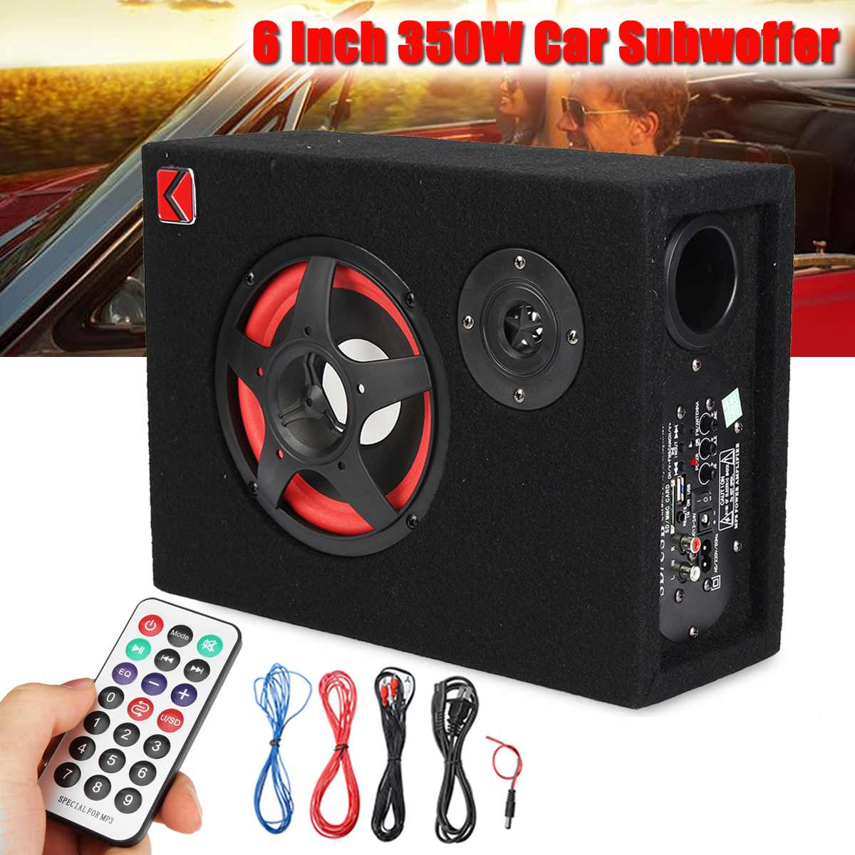 350W Car Subwoofer Theater Amplifier Stereo Bass Under Seat Active Powerful 6 inch Card Car Seat Power Digital Audio Speaker